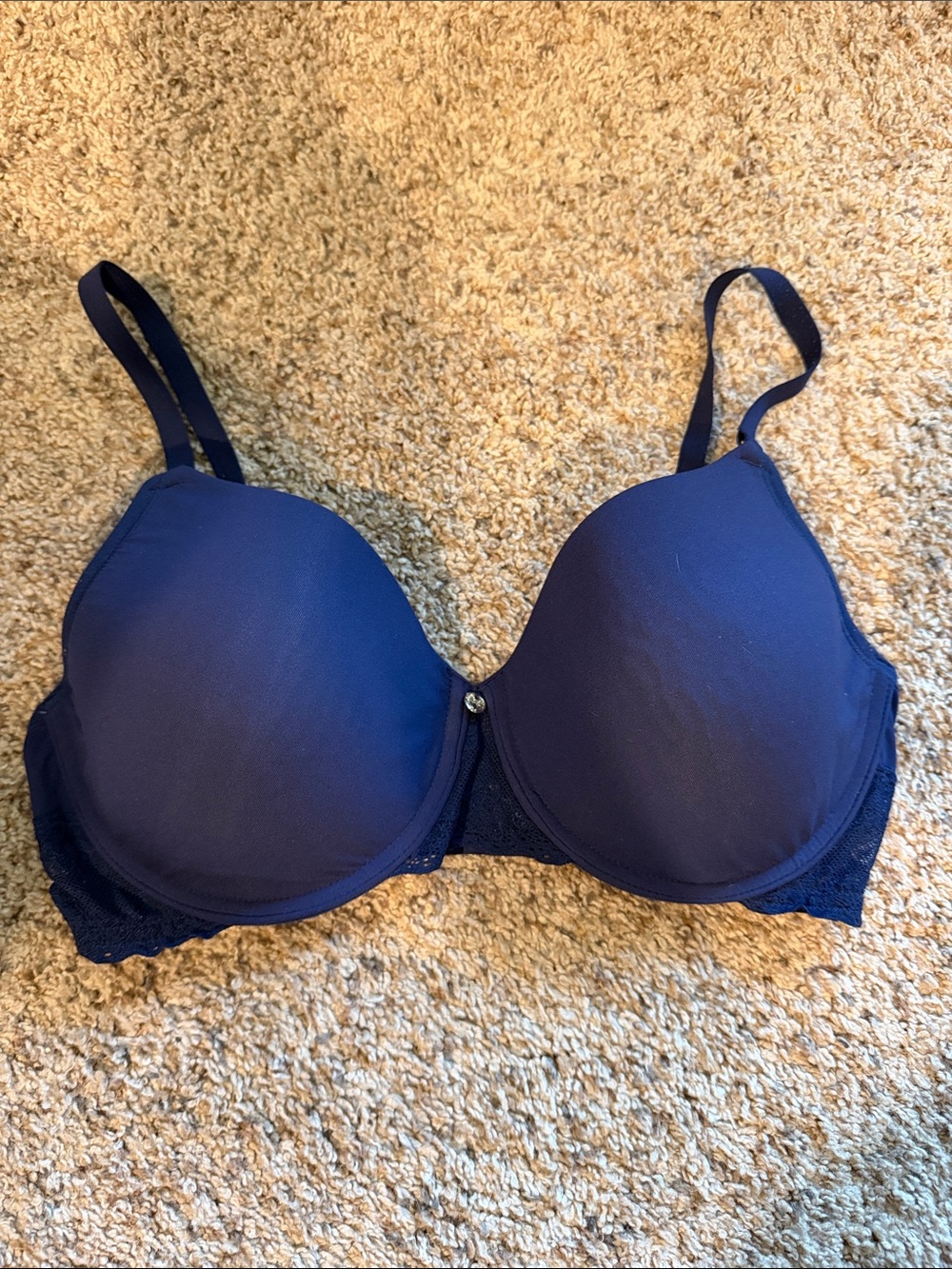 Navy Natori T-Shirt Bra with Lace Accents - Women's Intimates